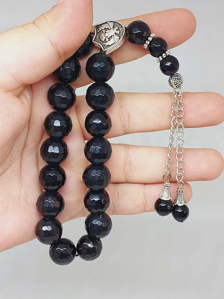 Oniks (Onix) Taşı Faset Kesim17lik Efe Tesbih 12mm (51526) ürün görseli 1