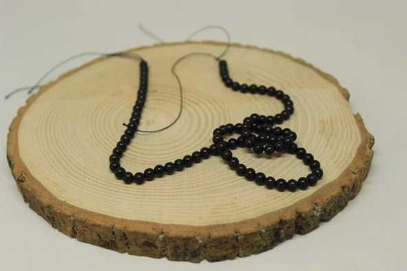 Bileklik Boy Shungite (ŞUNGİT) Taşı Yarım Dizi 4mm (18CM UZUNLUĞUNDADIR) ürün görseli 1