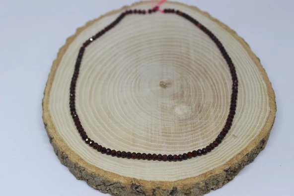 Bileklik Boy Lal-granat-garnet Taşı Rondela Faset Kesim 3.5*2.5mm Yarım Dizi (17CM UZUNLUĞUNDADIR) ürün görseli 1