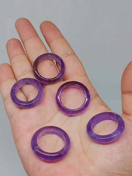 Ametist Taşı Yüzük 6mm Kalınlığında (Standart Ölçü) (51498) ürün görseli 1