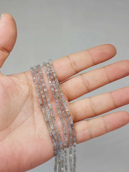 Bileklik Boy Labradorit Taşı Küp Şekilli Dizi 2mm (51142) Yarım Dizi (17CM UZUNLUĞUNDADIR) ürün görseli 1