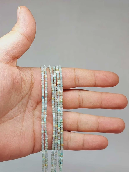 Bileklik Boy Amazonit Taşı Küp Şekilli Dizi 2mm (51126) Yarım Dizi (17CM UZUNLUĞUNDADIR) ürün görseli 1