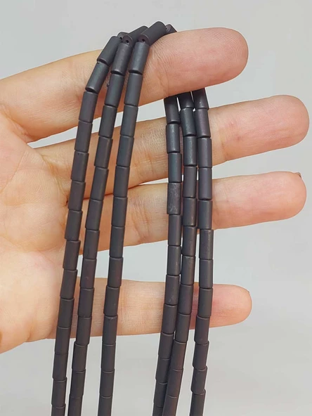 Bileklik Boy Hematit Taşı Yarım Dizi 3.5*8mm (48198) (18CM UZUNLUĞUNDADIR) ürün görseli 1