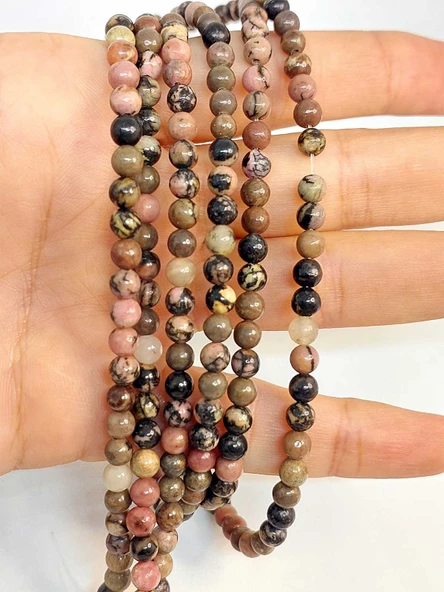 Bileklik Boy Rodonit Taşı Yarım Dizi 4-4.5mm Aralığı (18CM UZUNLUĞUNDADIR) ürün görseli 1