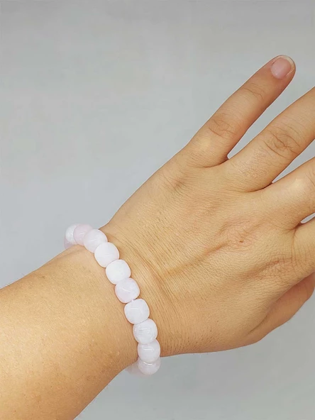 Pembe Kuvars Taşı Tasarım Bileklik 9*10mm (51568) ürün görseli 1