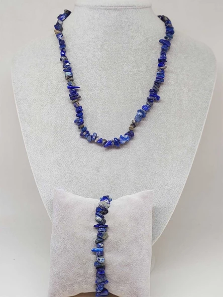 Lapis Taşı Küçük Taşlar Kolye & Bileklik Seti (52190) ürün görseli 1