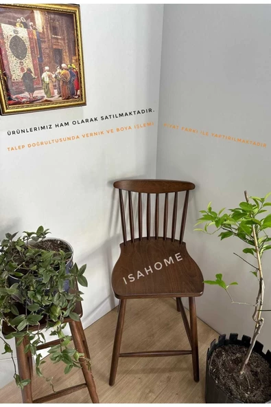 Kırlangıç Yıldız Bar Sandalye Ham Ahşap 2 ADET - Resim 4