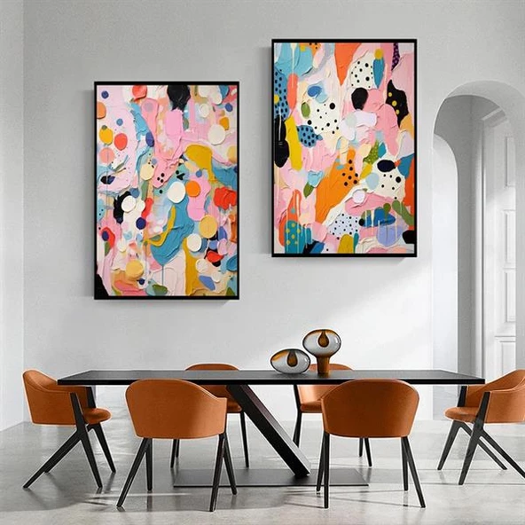Colorful İkili Set 3D Yoğun Yağlı Boya Tablo ürün görseli 1