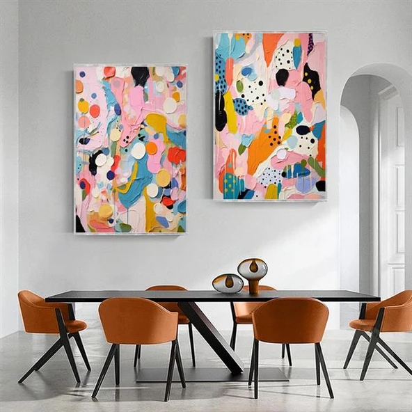 Colorful İkili Set 3D Yoğun Yağlı Boya Tablo ürün görseli 1