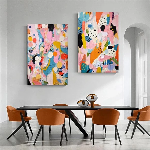 Colorful İkili Set 3D Yoğun Yağlı Boya Tablo ürün görseli 1