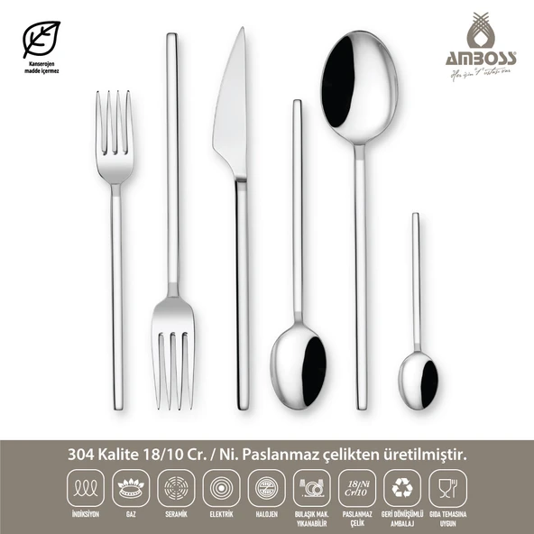 AMBOSS DIAMOND 72 PARÇA ÇATAL KAŞIK BIÇAK SETİ - Resim 2