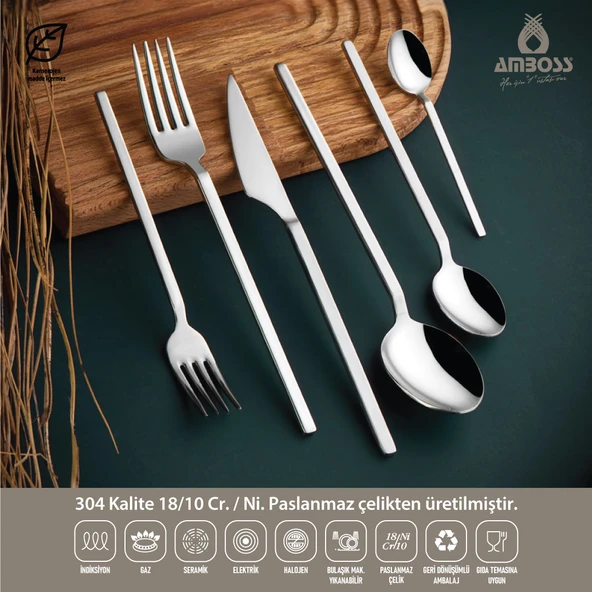 AMBOSS DIAMOND 72 PARÇA ÇATAL KAŞIK BIÇAK SETİ ürün görseli 1