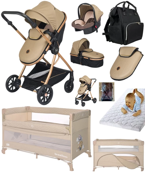 Baby Home Full Ekonomi Paket 9 In 1 Set 1010 Travel Sistem Bebek Arabası Ve Anne Yanı Beşik Oyun Parkı Yatak ürün görseli 1