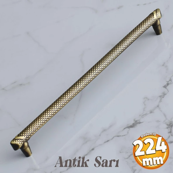 Dekor Eskitme Antik Sarı Metal 224 mm Mobilya Mutfak Çekmece Dolap Dolabı Kulpu Kulbu Kulpları ürün görseli 1