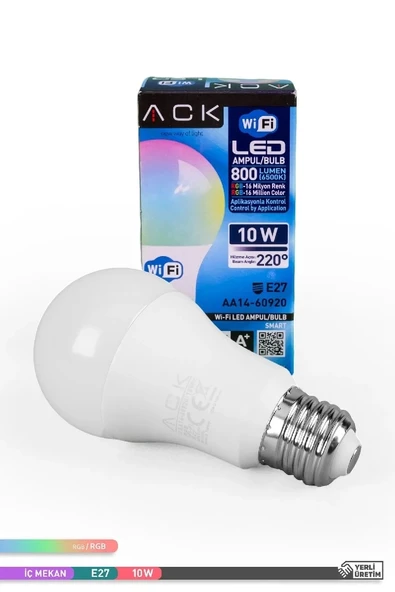 ACK Akıllı Led Ampul 10 W Wİ-Fİ ürün görseli 1