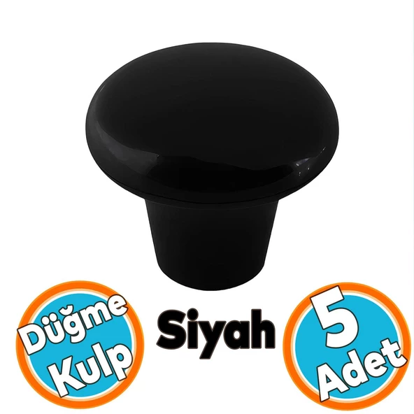 Mobilya Düğme Sert Plastik Kulp Siyah Dolap Mutfak Dolabı Çekmece Kapak Kulpu Kulbu 5 ADET ürün görseli 1