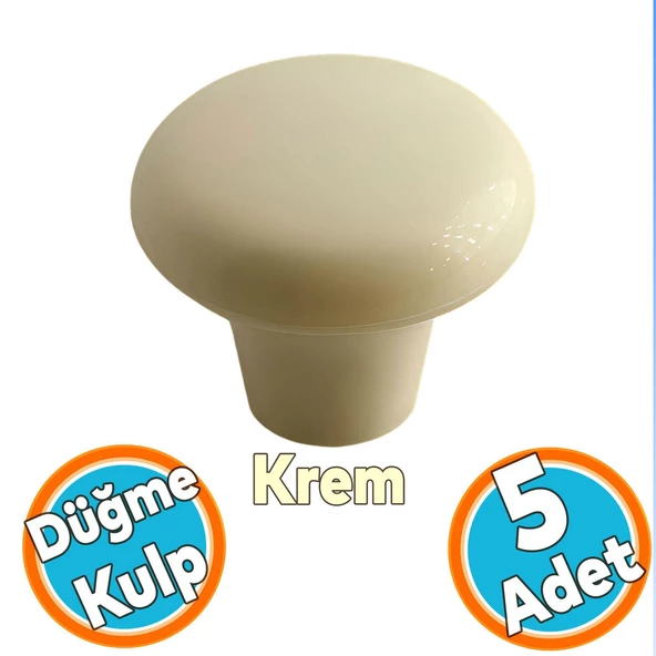 Mobilya Düğme Sert Plastik Kulp Krem Dolap Mutfak Dolabı Çekmece Kapak Kulpu Kulbu 5 ADET ürün görseli 1