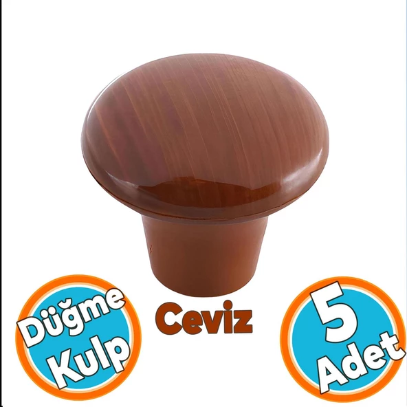 Düğme Sert Plastik Kulp Ceviz Dolap Mobilya Mutfak Dolabı Çekmece Kapak Kulpu Kulbu 5 ADET ürün görseli 1
