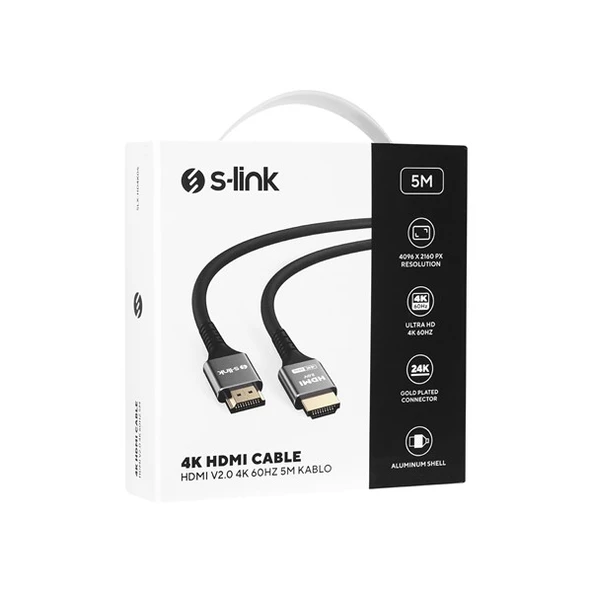 S-LINK SLX-HD4K05 5 Mt Metal v2.0 4K (4096*2160) 60Hz HDMI Kablo ürün görseli 1