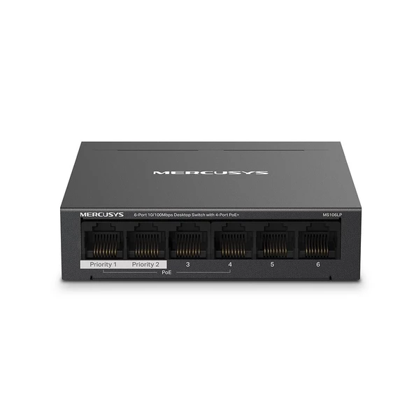 TP-LINK 6port MS106LP 10/100 YÖNETİLEMEZ 30W 4-PORT POE SWITCH ürün görseli 1