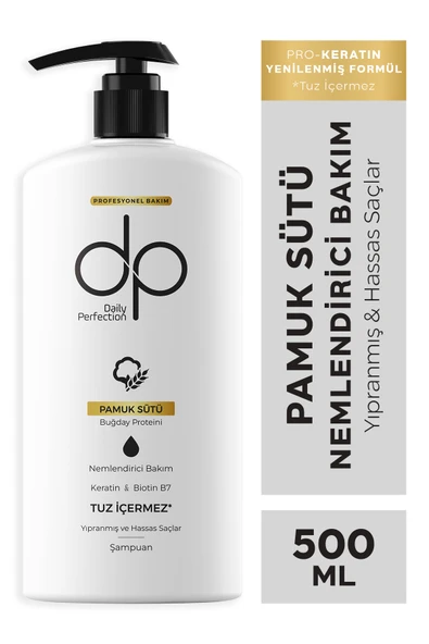 DP DAİLY PERFECTİON,Pamuk Sütü Buğday Proteini Tuzsuz Şampuan 500 ml ürün görseli 1