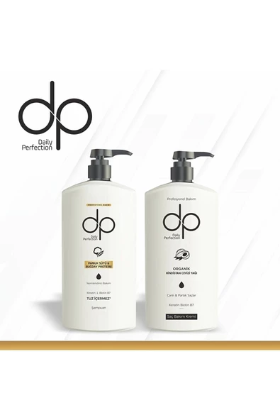 DP DAİLY PERFECTİON,Pamuk Sütü & Buğday Proteini Şampuan500ml Hindistan Ceviziyağı Keratin Biotin Saç Bakım Kremi 500 ml ürün görseli 1