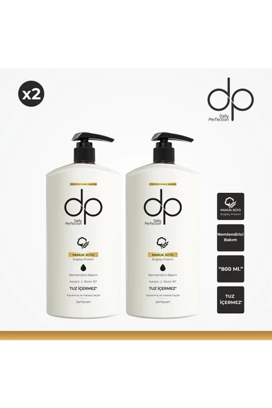 DP DAİLY PERFECTİON,Şampuan Pamuk Sütü & Buğday Proteini 2 Adet 800 ml ürün görseli 1