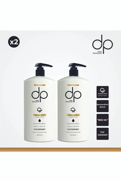 DP DAİLY PERFECTİON,Şampuan Pamuk Sutu Tuzsuz 2 Adet 800 ml ürün görseli 1