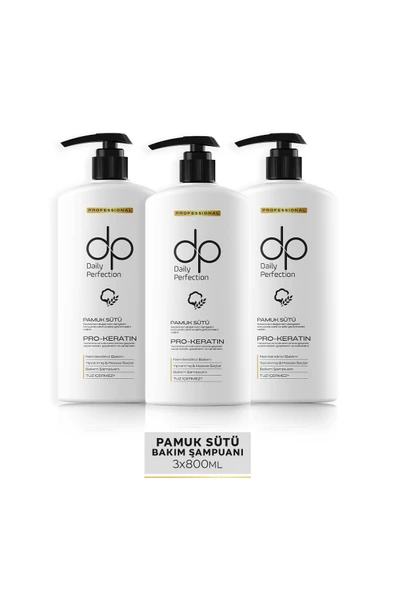 DP DAİLY PERFECTİON,Tuzsuz Şampuan Pamuk Sütü Ve Buğday Proteini 3 Adet 800 ml ürün görseli 1