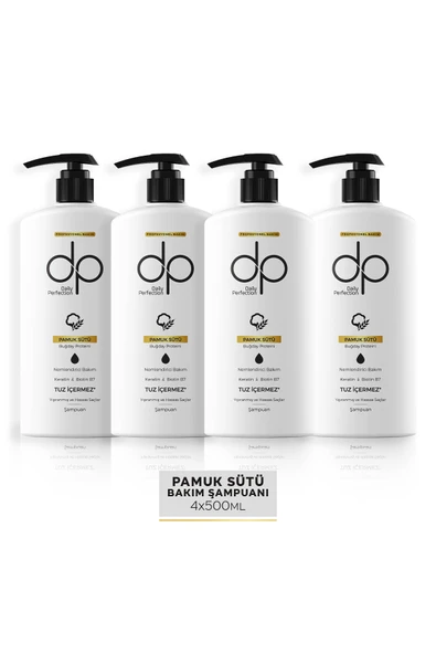 DP DAİLY PERFECTİON,Tuzsuz Şampuan Pamuk Sütü Buğday Protein 4 Adet 500 ml ürün görseli 1