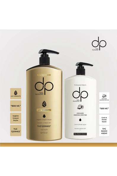 DP DAİLY PERFECTİON,Tuzsuz Şampuan Çam Terebentin 800 ml Saç Bakım Kremi 500 ml ürün görseli 1