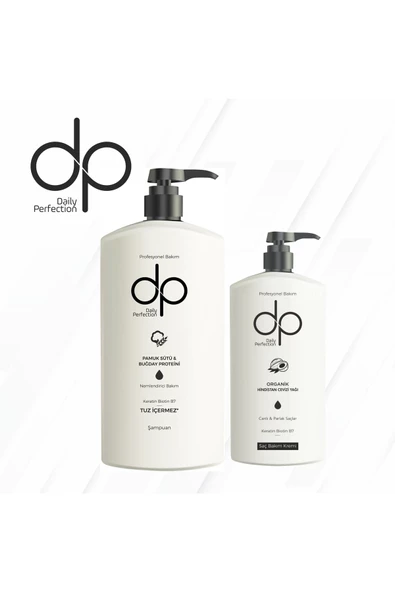 DP DAİLY PERFECTİON,Organik Pamuk Sütü Buğday Özü Şampuan 800 Ml+hindistan Cevizi Yağı Saç Kremi500 Ml ürün görseli 1