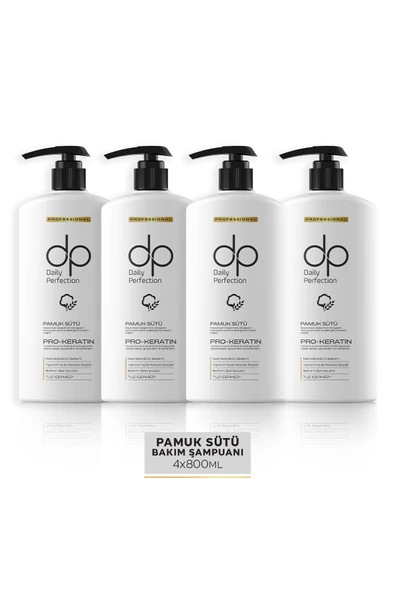 DP DAİLY PERFECTİON,Pamuk Sütü Tuzsuz Şampuan 800 ml 4 Adet ürün görseli 1