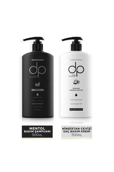 DP DAİLY PERFECTİON,Dp 1 Adet Mentollü Şampuan 500 Ml 1 Adet Organik Hindistan Cevizi Özlü Saç Kremi 500 Ml ürün görseli 1