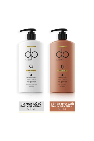 DP DAİLY PERFECTİON,Dp, 1 Adet Çörek Otu Yağı 500 ml 1 Adet Pamuk Sütü Buğday Proteini 500 ml Şampuan 2'li Set ürün görseli 1