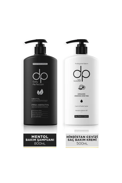 DP DAİLY PERFECTİON,1 Adet Mentollü Şampuan 800 Ml 1 Adet Organik Hindistan Cevizi Özlü Saç Kremi 500 ml ürün görseli 1