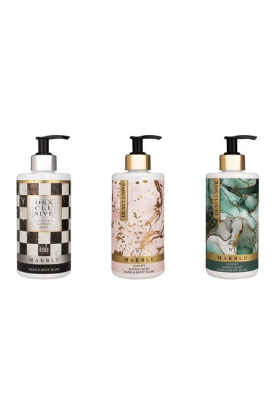 DEXCLUSIVE,Luxury Banyo Konsepti Losyonlu Sıvı Sabun 400 Ml. - Marble Series 3'lü ürün görseli 1