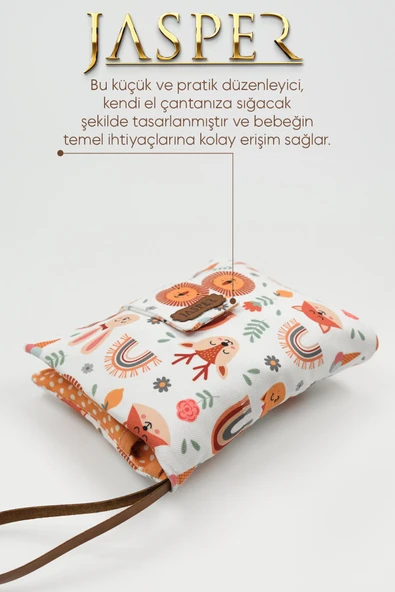 Jasper Desenli Turuncu Bebek Alt Açma Bakım Çantası Organizeri Pratik Ve Fonksiyonel Kullanım ürün görseli 1