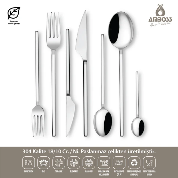 AMBOSS DIAMOND 84 PARÇA ÇATAL KAŞIK BIÇAK SETİ - Resim 2