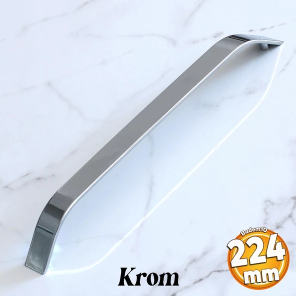Volga Krom Metal Kulp 224 mm 22.4 cm Mobilya Çekmece Mutfak Dolabı Dolap Kulpları Kapak Kulpu Kulbu ürün görseli 1