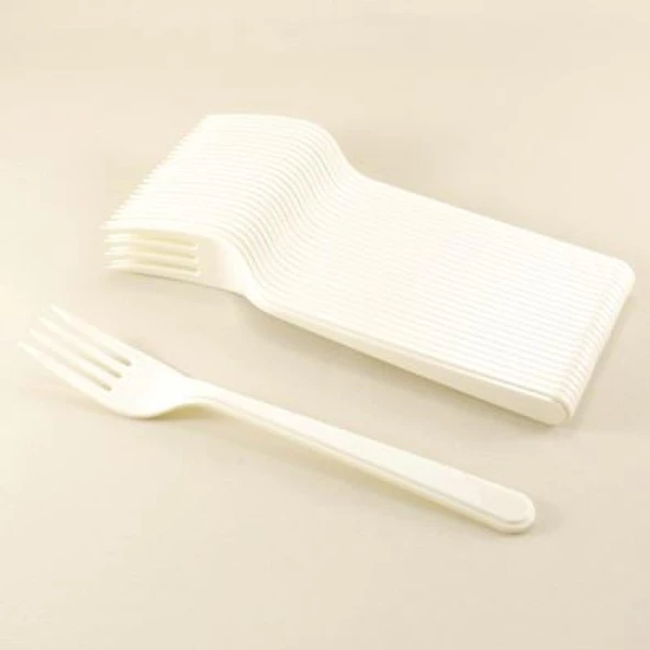 Beyaz Plastik Çatal 25 li ürün görseli 1