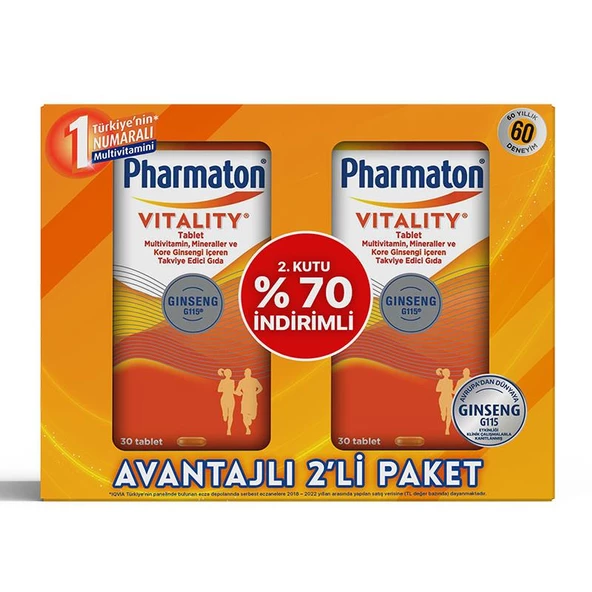 Pharmaton Vitality 30 Tablet Avantajlı 2'li Paket ürün görseli 1