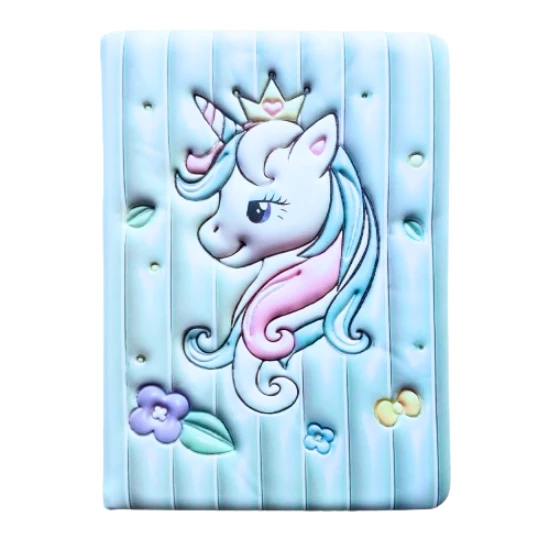 Puffy Cute Unicorn Not Defteri 13 x 18 cm 96 Ypr. çizgili açık yeşil ürün görseli 1