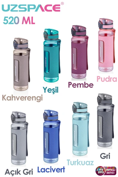 Uzspace FiftyFifty 520ml Tritan Su Matarası Silikon Korumalı Kaydırmaz Gövde ürün görseli 1