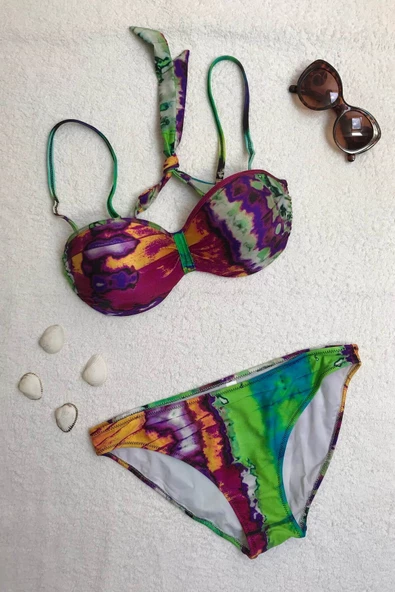 Dagi Straplez Destekli Push-Up Desenli Bikini Takımı ürün görseli 1