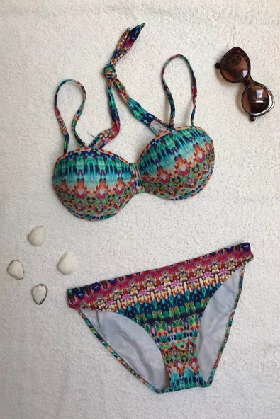 Dagi Straplez Destekli Push-Up Desenli Bikini Takımı ürün görseli 1