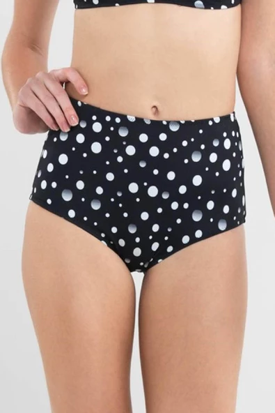 Blackspade Baloncuk Baskılı Siyah Yüksek Bel Bikini Altı ürün görseli 1