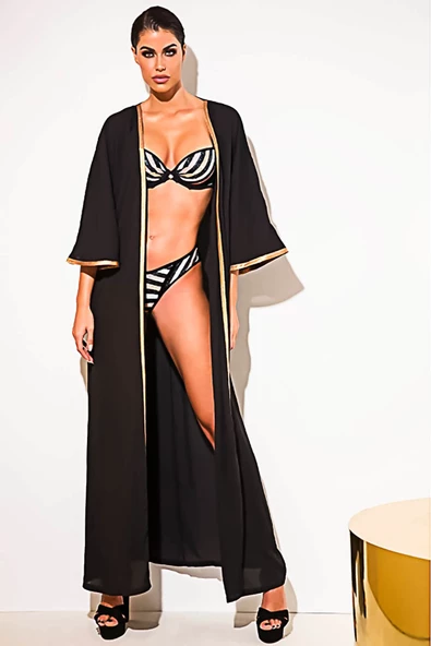 MED Kadın Judy Maxi Kimono Pareo Siyah ürün görseli 1