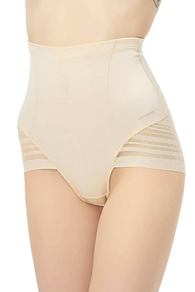 Blackspade Kadın Yüksek Bel Slip Korse Body Cotrol - Tül Detaylı Ten ürün görseli 1
