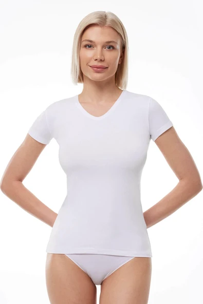 Malabadi 145 Kadın Modal V Yaka T-shirt & Body ürün görseli 1